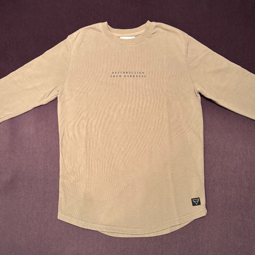 Cotton On Muted Green Crewneck Sweatshirt | Resurrection From Darkness Text